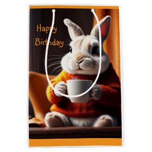Geschenktasche mit kuscheligem Hasen Mittlere Geschenktüte