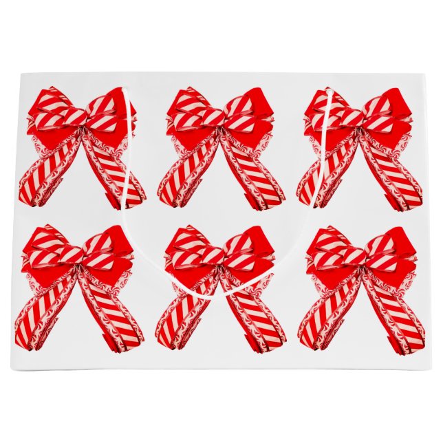 Geschenktasche mit rotem und weißem Bow Große Geschenktüte (Vorderseite)