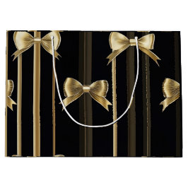 Geschenktasche mit schwarzer Base und goldenem Bog Große Geschenktüte