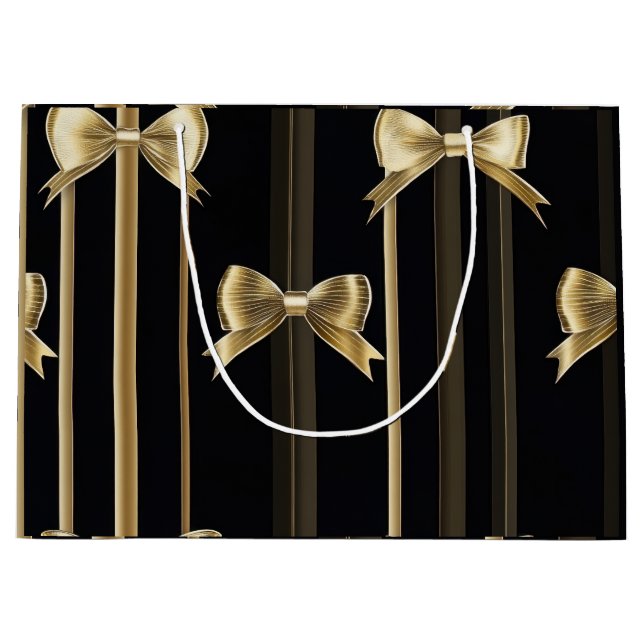 Geschenktasche mit schwarzer Base und goldenem Bog Große Geschenktüte (Vorderseite)