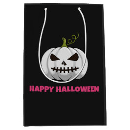 Geschenktasche mit weißem Kürbis, rosafarbenes Hal Mittlere Geschenktüte