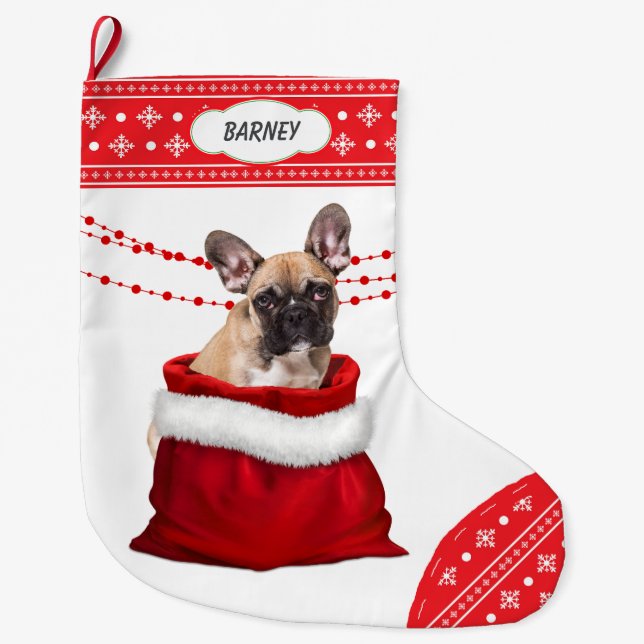 Geschenktasche Niedlicher französischer Bulldog-Sc Großer Weihnachtsstrumpf (Vorderseite)