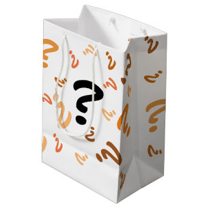 Geschenktasche - Orangefarbene Fragezeichen Mittlere Geschenktüte