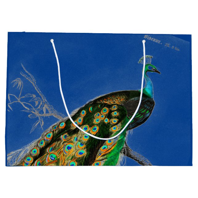 Geschenktasche PEACOCK IN BLAU Große Geschenktüte (Rückseite)