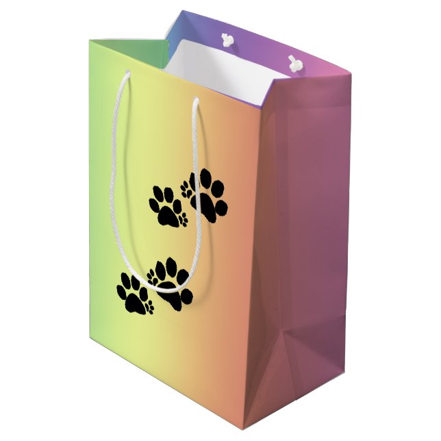Geschenktasche - Polydaktylkappdrucke Mittlere Geschenktüte (Rückseite Schrägansicht)