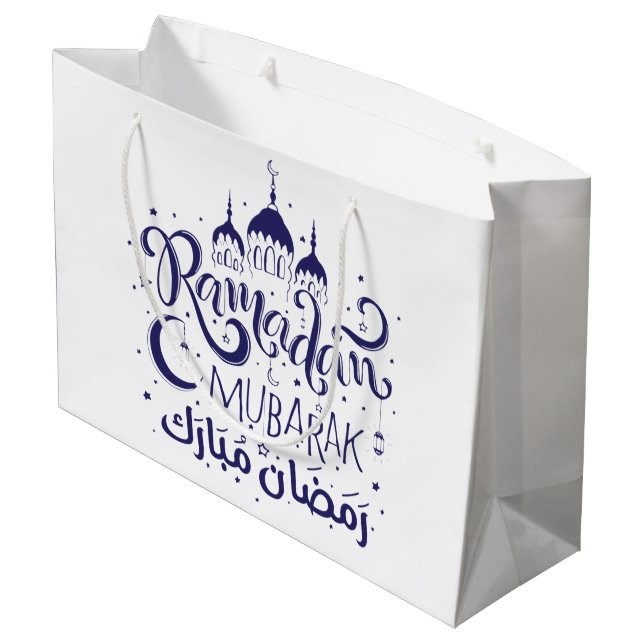 Geschenktasche Ramadan Mubarak Große Geschenktüte (Rückseite Schrägansicht)