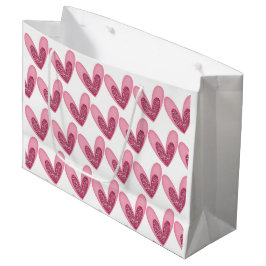 Geschenktasche - Rosa Glitzer Herz Große Geschenktüte