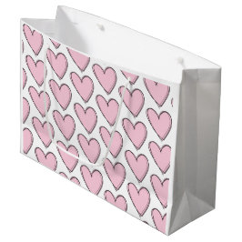 Geschenktasche - rosa Herzen Große Geschenktüte