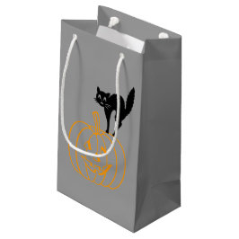 Geschenktasche - Schwarze Katze und Kürbis Kleine Geschenktüte