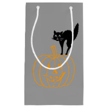 Geschenktasche - Schwarze Katze und Kürbis