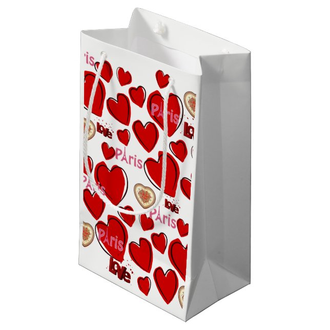 Geschenktasche Valentine's Paris Frankreich Kleine Geschenktüte (Vorderseite Schrägansicht)