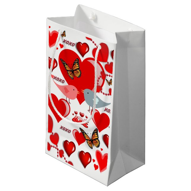 Geschenktasche Valentins Schmetterling Kleine Geschenktüte (Vorderseite Schrägansicht)