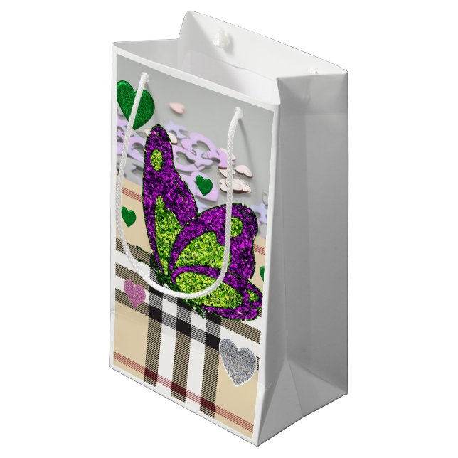 Geschenktasche Valentins Schmetterling Kleine Geschenktüte (Vorderseite Schrägansicht)