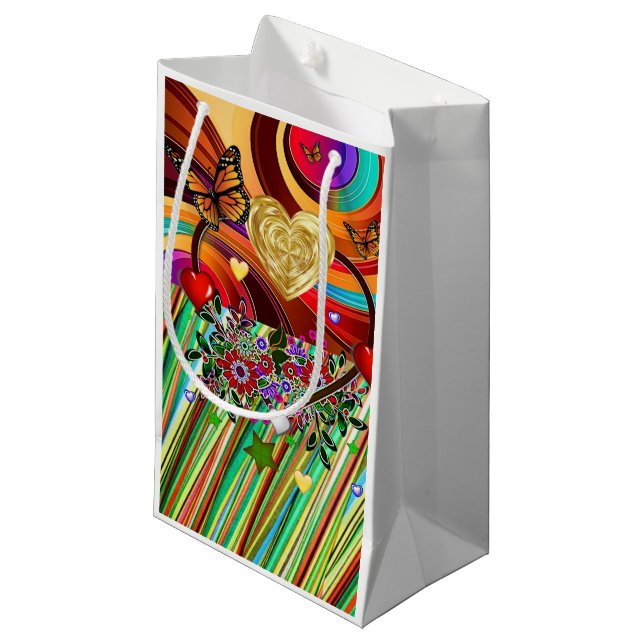 Geschenktasche Valentins Schmetterling Kleine Geschenktüte (Vorderseite Schrägansicht)