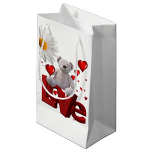 Geschenktasche Valentins Teddybär Kleine Geschenktüte