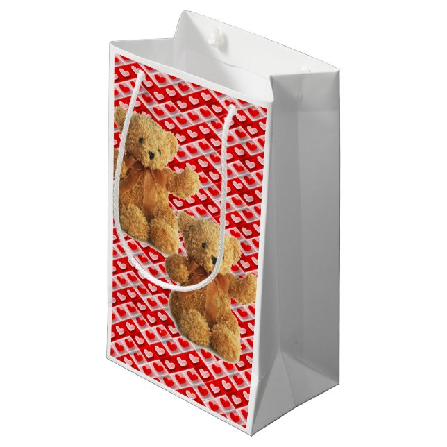 Geschenktasche Valentins Teddybär Kleine Geschenktüte (Vorderseite Schrägansicht)