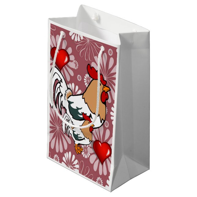 Geschenktasche Valentinus Hühnchen Kleine Geschenktüte (Vorderseite Schrägansicht)