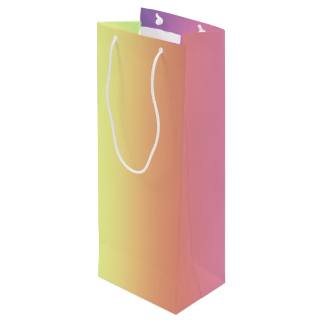 Geschenktasche - Vertikale Regenbogenstreifen Geschenktüte Für Weinflaschen (Rückseite Schrägansicht)