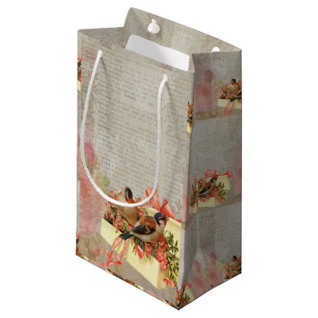 Geschenktasche Vintag floral Kleine Geschenktüte (Vorderseite Schrägansicht)