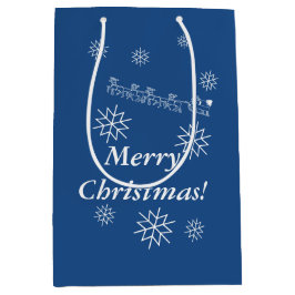 Geschenktasche - Weihnachtsmann und Schlitten im S Mittlere Geschenktüte