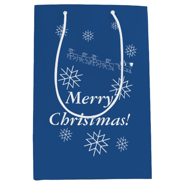 Geschenktasche - Weihnachtsmann und Schlitten im S Mittlere Geschenktüte (Vorderseite)