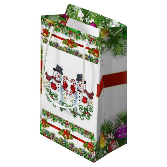 Geschenktasche Weihnachtsschnee Kleine Geschenktüte (Vorderseite Schrägansicht)