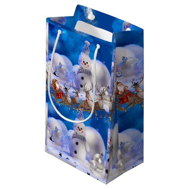 Geschenktasche Weihnachtsschnee Kleine Geschenktüte (Vorderseite Schrägansicht)