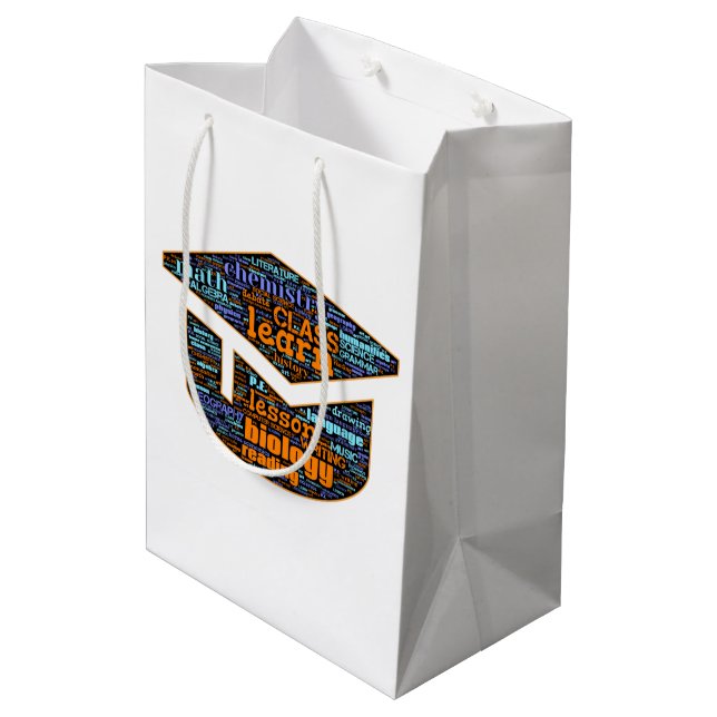 Geschenktasche - Word Cloud Mittlere Geschenktüte (Rückseite Schrägansicht)