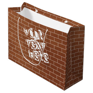 Geschenktasche Ziegelwand mit individuellem Text Große Geschenktüte