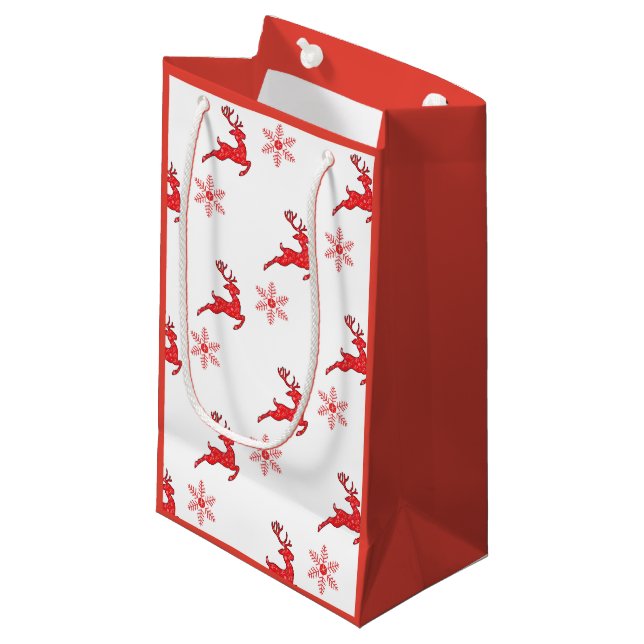 Geschenktaschen - Reindeer Design Kleine Geschenktüte (Vorderseite Schrägansicht)