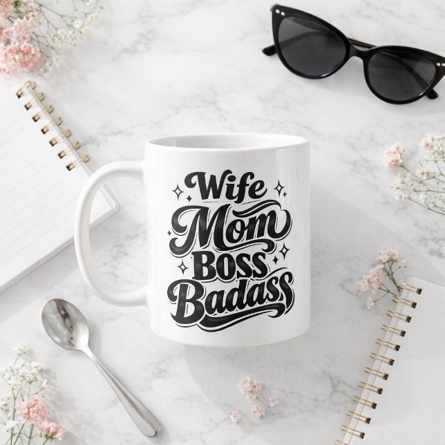 Geschenktasse 'Ehefrau Mutter Chef Badass' für ber Kaffeetasse (Von Creator hochgeladen)