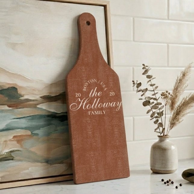 Geschenkte Geschenke für Hostess-Hostess mit einem Schneidebrett (Modern Script Calligraphy Family Name Cutting Board)