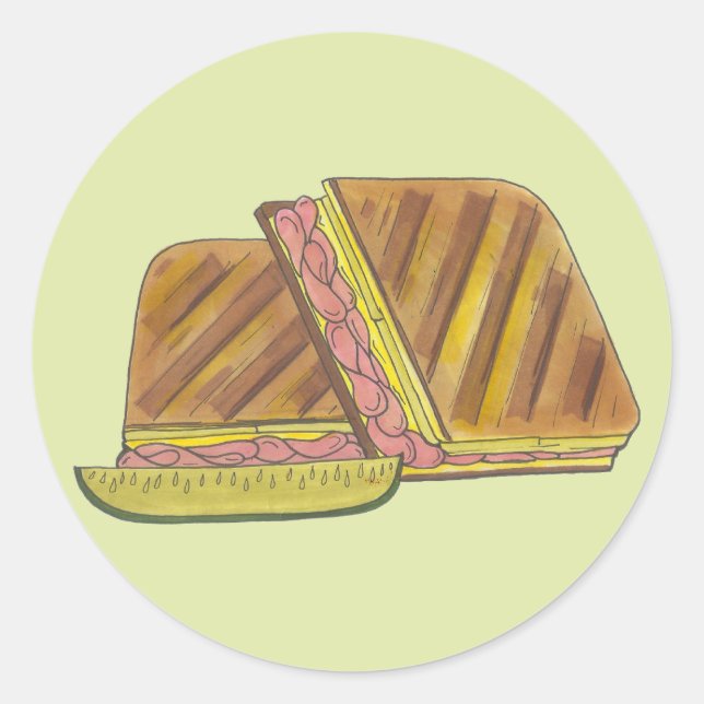 Geschenkte kubanische Sandwich Ham Cheese Salami P Runder Aufkleber (Vorderseite)