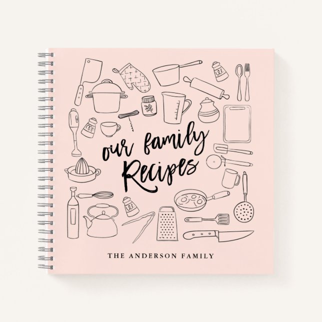 Geschenkte Küchenwerkzeuge Personalisiert Rezept Notizbuch (Vorderseite)
