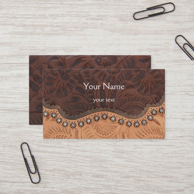 Geschenkte Lederkarte Visitenkarte (Vorderseite/Rückseite Beispiel)