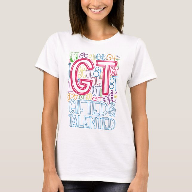 Geschenkte talentierte Typografie Lehrerin Bildung T-Shirt (Vorderseite)