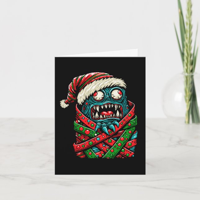 Geschenktes Weihnachtsmonster Feiertagskarte (Vorderseite)