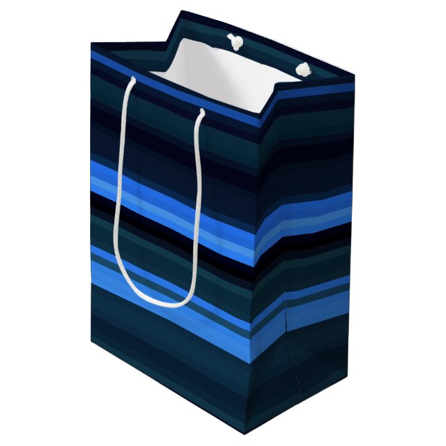 Geschenktücher mit blauen Streifen Mittlere Geschenktüte (Vorderseite Schrägansicht)