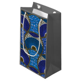 Geschenktüte, blauer afrikanischer Wax mit grauem  Kleine Geschenktüte