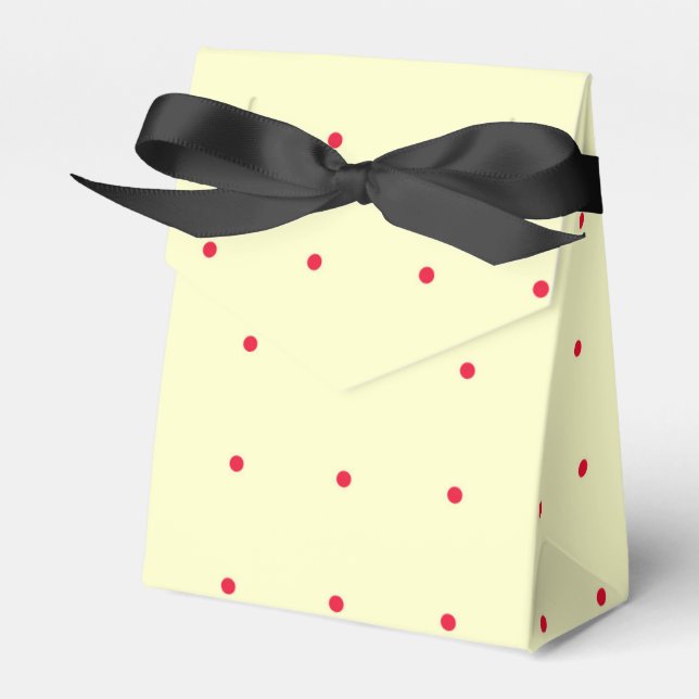 Geschenktüte mit roten Punkten und schwarzer Schle Geschenkschachtel (Vorderseite)