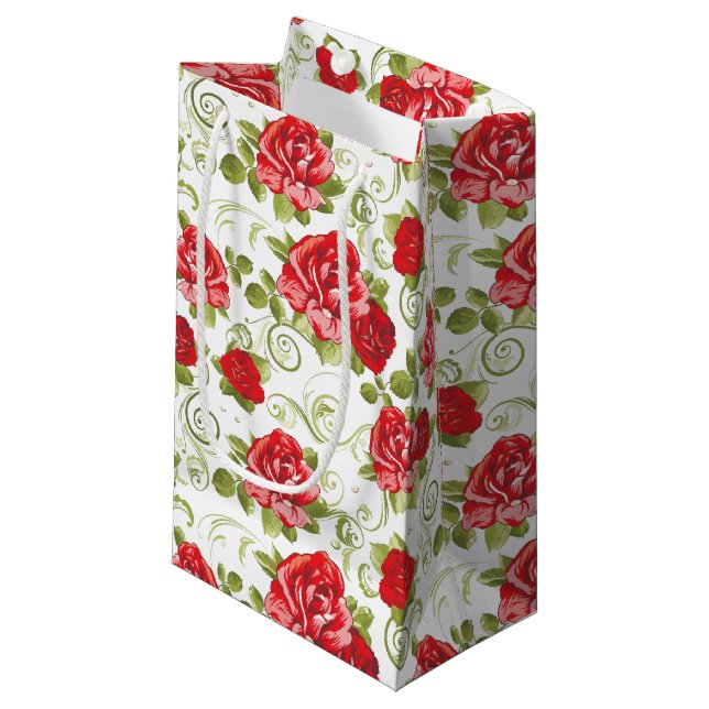 Geschenktüte Rote Rose drucken (Vorderseite Schrägansicht)