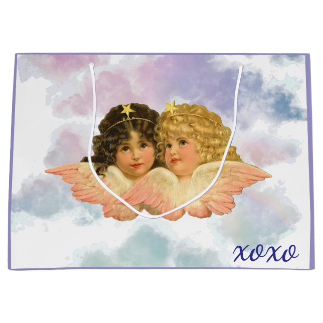 GESCHENKTÜTE ZWILLINGSENGEL IN PASTELL  (Vorderseite)