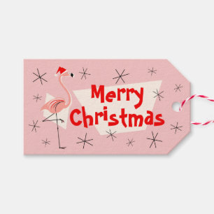 Geschenkumbauten froher Weihnachten Flamingo-Sankt Geschenkanhänger