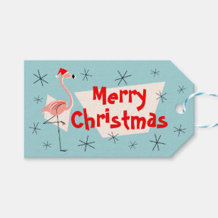 Geschenkumbauten froher Weihnachten Flamingo-Sankt Geschenkanhänger