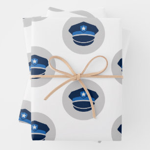 Geschenkverpackung in Polizeioffiziersmütze Geschenkpapier Set