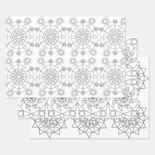 Geschenkwrap - Drei Mandala-Muster für Farbe Geschenkpapier Set