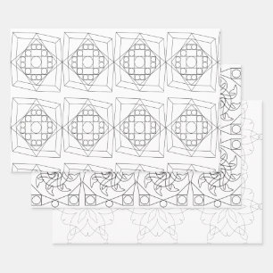 Geschenkwrap - Drei Mandala-Muster in Farbe (v.2) Geschenkpapier Set
