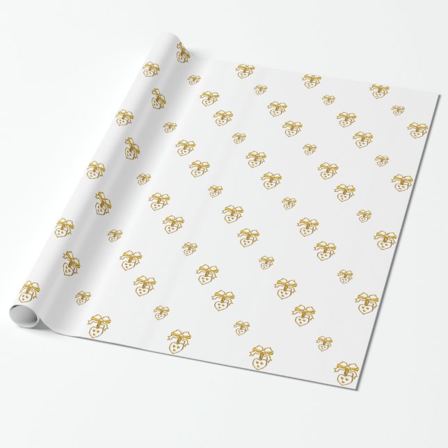 Geschenkwrap für Goldene Herzen und Bögen Geschenkpapier (Ungerollt)