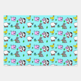 Geschenkwrap für niedliche Landtiere Geschenkpapier Set