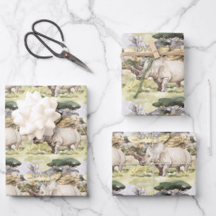 Geschenkwrap mit Rhinoceros African Rhino Themes Geschenkpapier Set